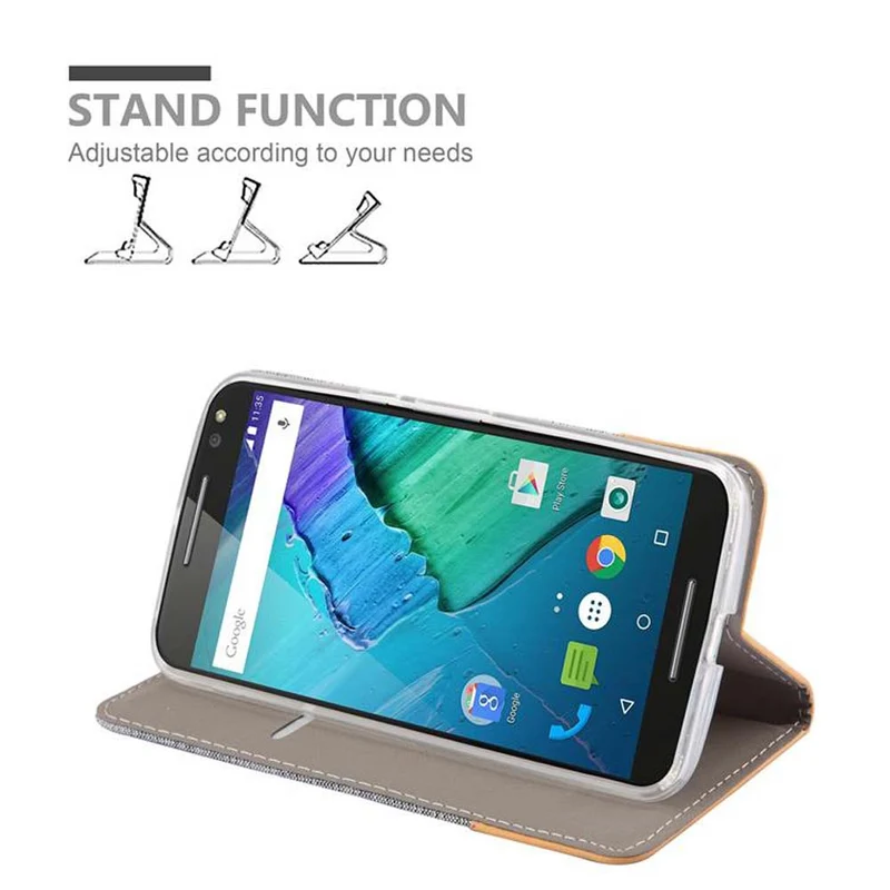 Cadorabo Hülle kompatibel mit Motorola MOTO X STYLE Schutzhülle mit Magnetverschluss, Standfunktion und Kartenfach