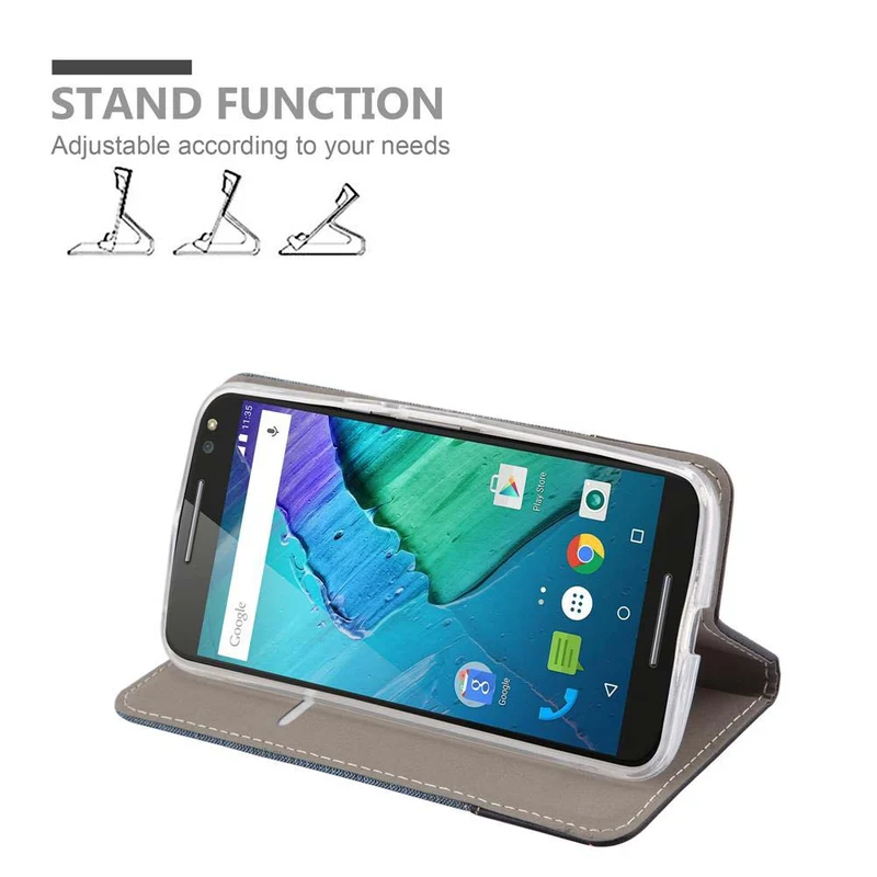 Cadorabo Hülle kompatibel mit Motorola MOTO X STYLE Schutzhülle mit Magnetverschluss, Standfunktion und Kartenfach