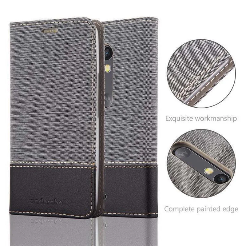 Cadorabo Hülle kompatibel mit Motorola MOTO X PLAY Schutzhülle mit Magnetverschluss, Standfunktion und Kartenfach