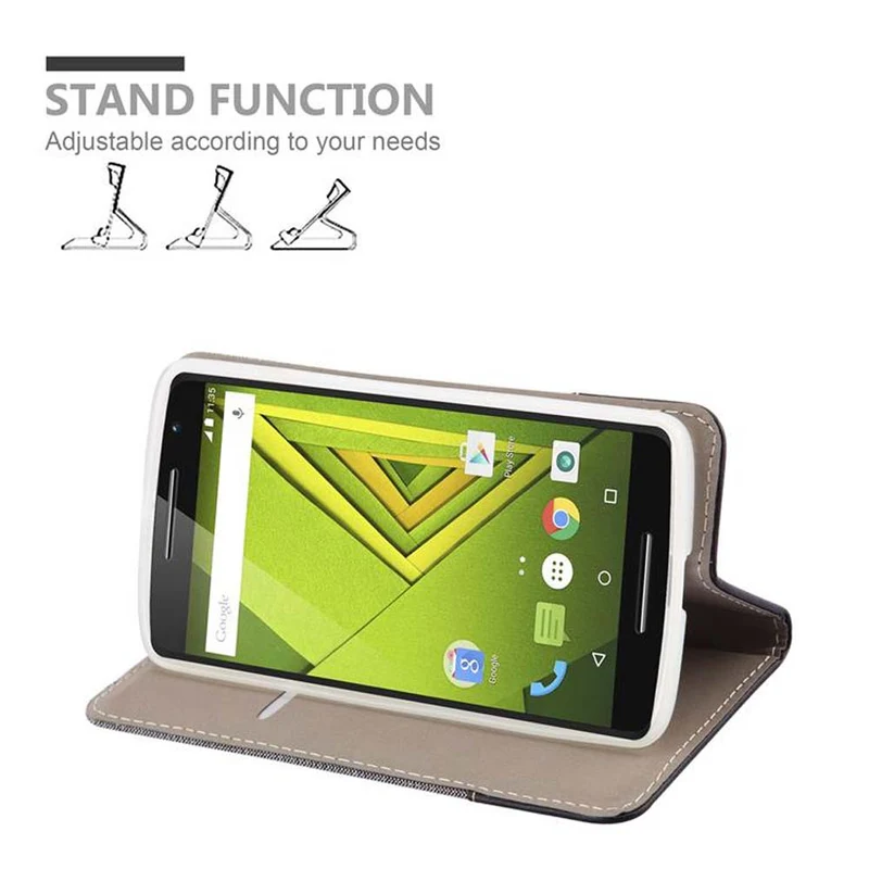 Cadorabo Hülle kompatibel mit Motorola MOTO X PLAY Schutzhülle mit Magnetverschluss, Standfunktion und Kartenfach
