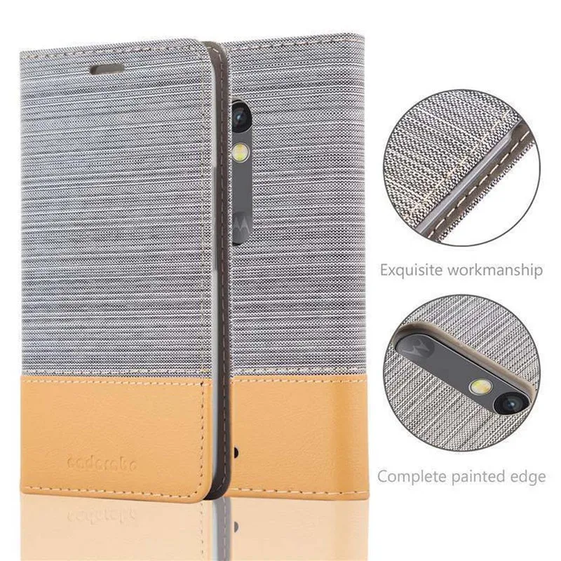 Cadorabo Hülle kompatibel mit Motorola MOTO X PLAY Schutzhülle mit Magnetverschluss, Standfunktion und Kartenfach