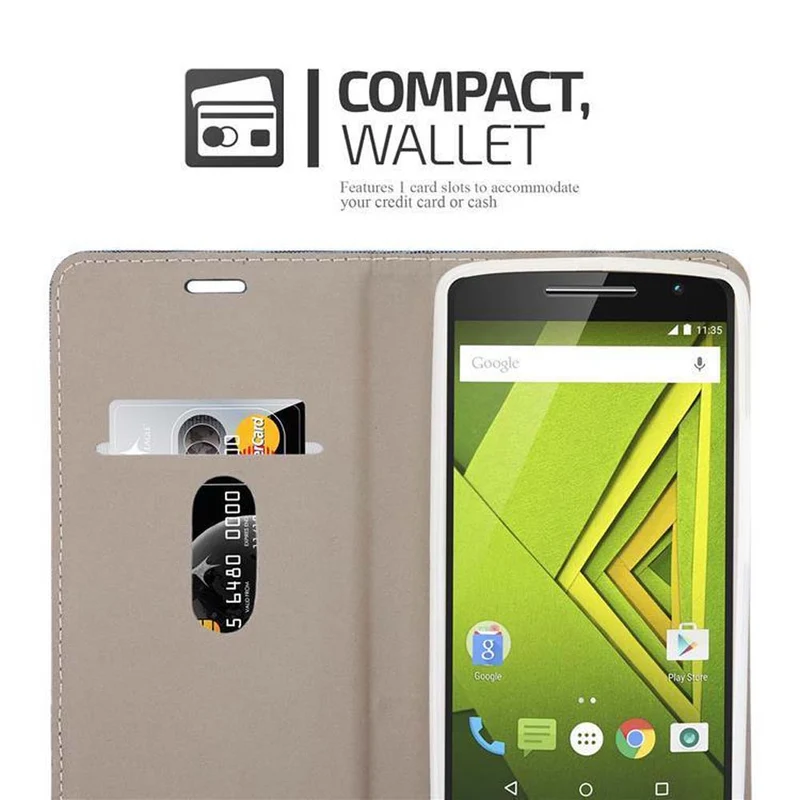 Cadorabo Hülle kompatibel mit Motorola MOTO X PLAY Schutzhülle mit Magnetverschluss, Standfunktion und Kartenfach