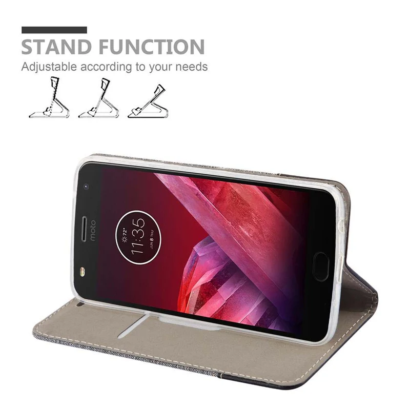 Cadorabo Hülle kompatibel mit Motorola MOTO Z2 PLAY / Z2 FORCE Schutzhülle mit Magnetverschluss, Standfunktion und Kartenfach