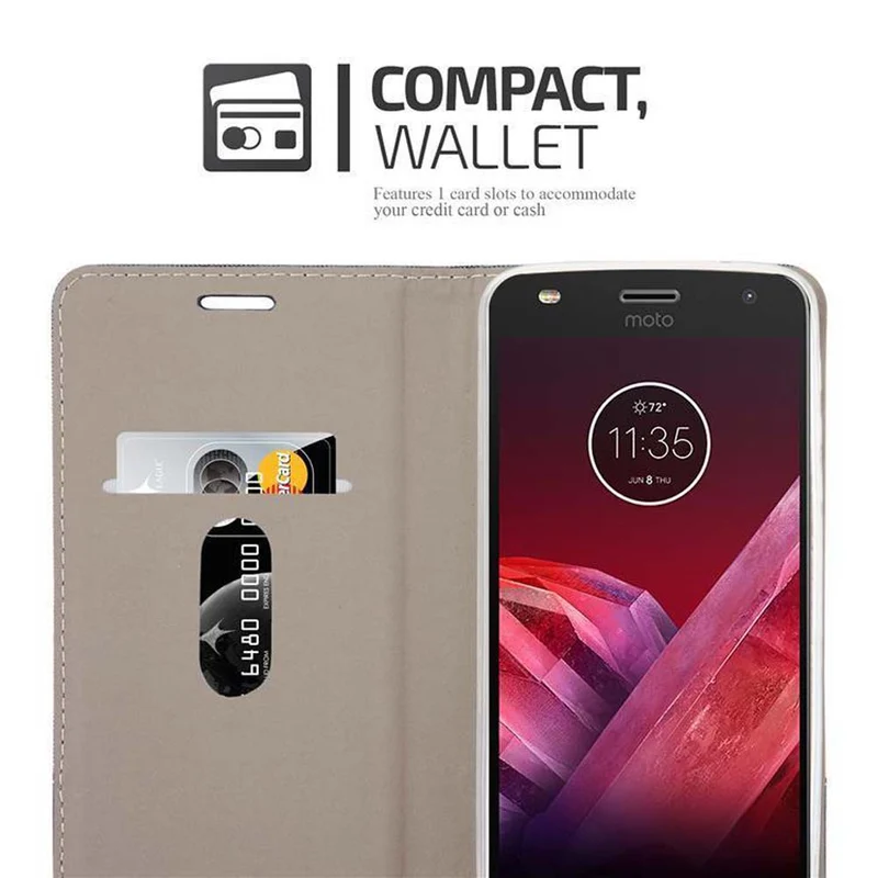Cadorabo Hülle kompatibel mit Motorola MOTO Z2 PLAY / Z2 FORCE Schutzhülle mit Magnetverschluss, Standfunktion und Kartenfach