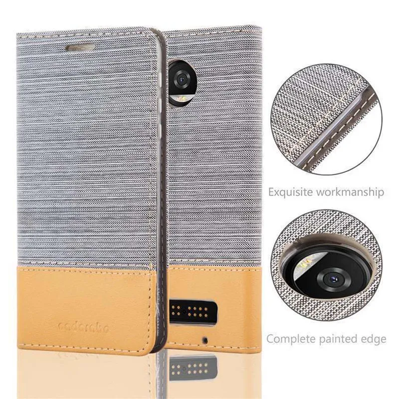 Cadorabo Hülle kompatibel mit Motorola MOTO Z2 PLAY / Z2 FORCE Schutzhülle mit Magnetverschluss, Standfunktion und Kartenfach