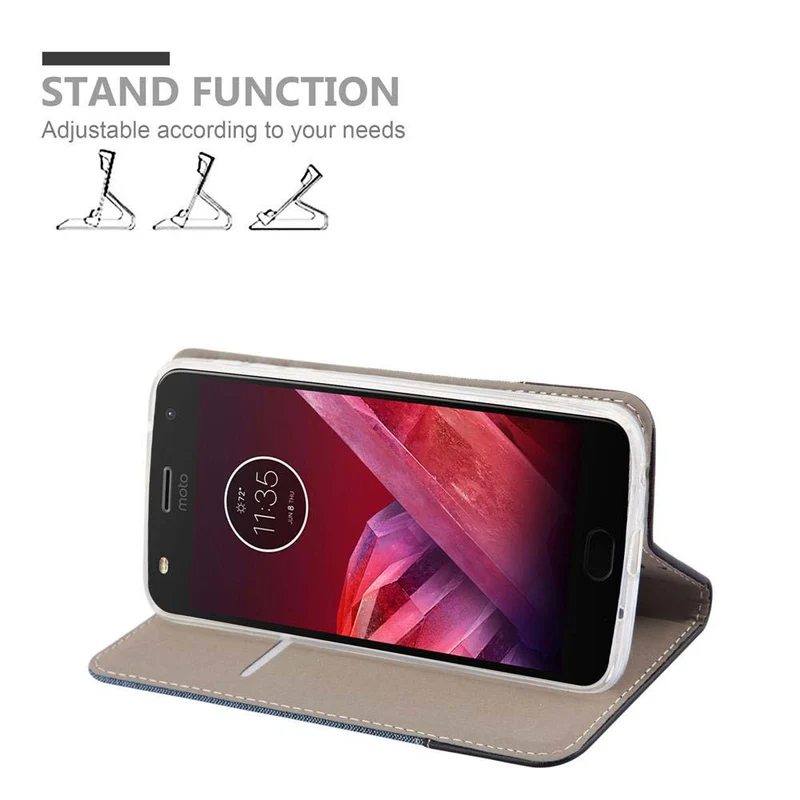Cadorabo Hülle kompatibel mit Motorola MOTO Z2 PLAY / Z2 FORCE Schutzhülle mit Magnetverschluss, Standfunktion und Kartenfach