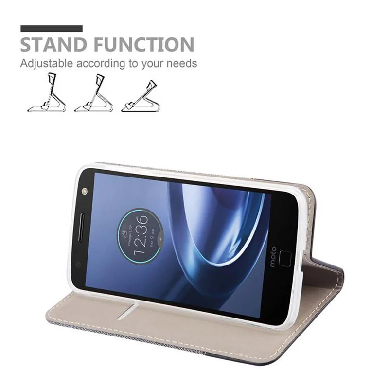 Cadorabo Hülle kompatibel mit Motorola MOTO Z FORCE Schutzhülle mit Magnetverschluss, Standfunktion und Kartenfach