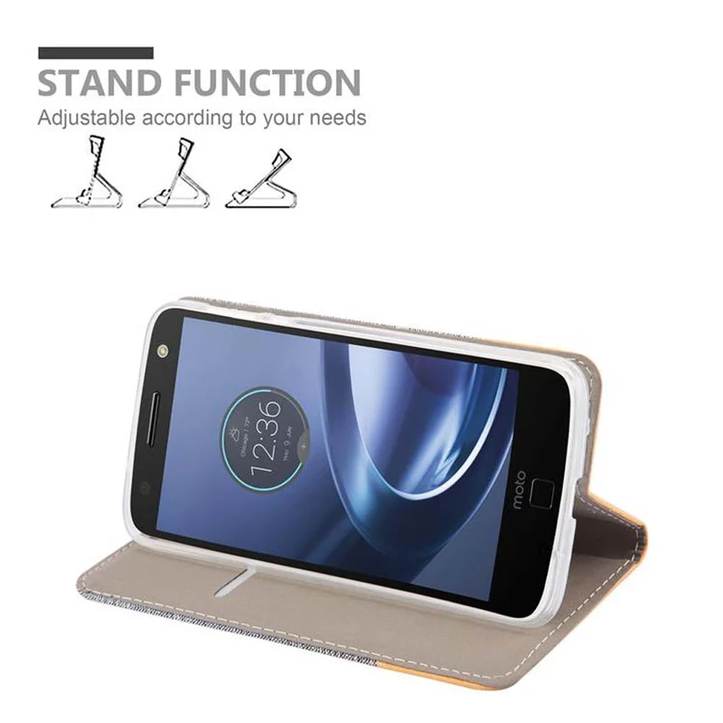 Cadorabo Hülle kompatibel mit Motorola MOTO Z FORCE Schutzhülle mit Magnetverschluss, Standfunktion und Kartenfach