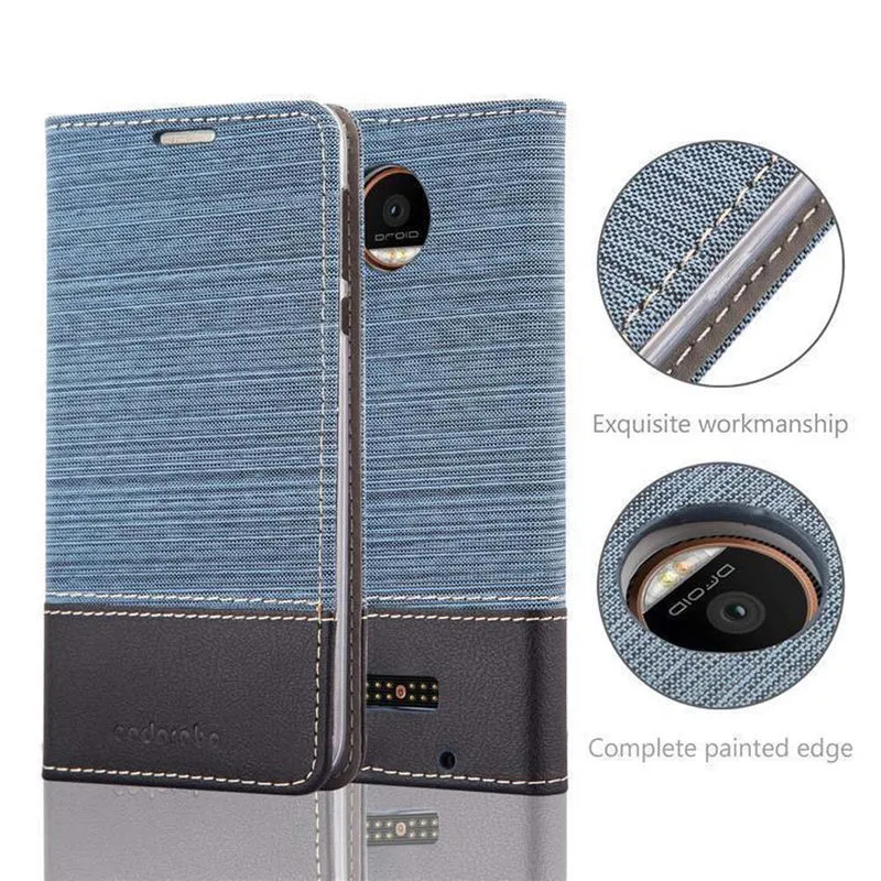 Cadorabo Hülle kompatibel mit Motorola MOTO Z FORCE Schutzhülle mit Magnetverschluss, Standfunktion und Kartenfach