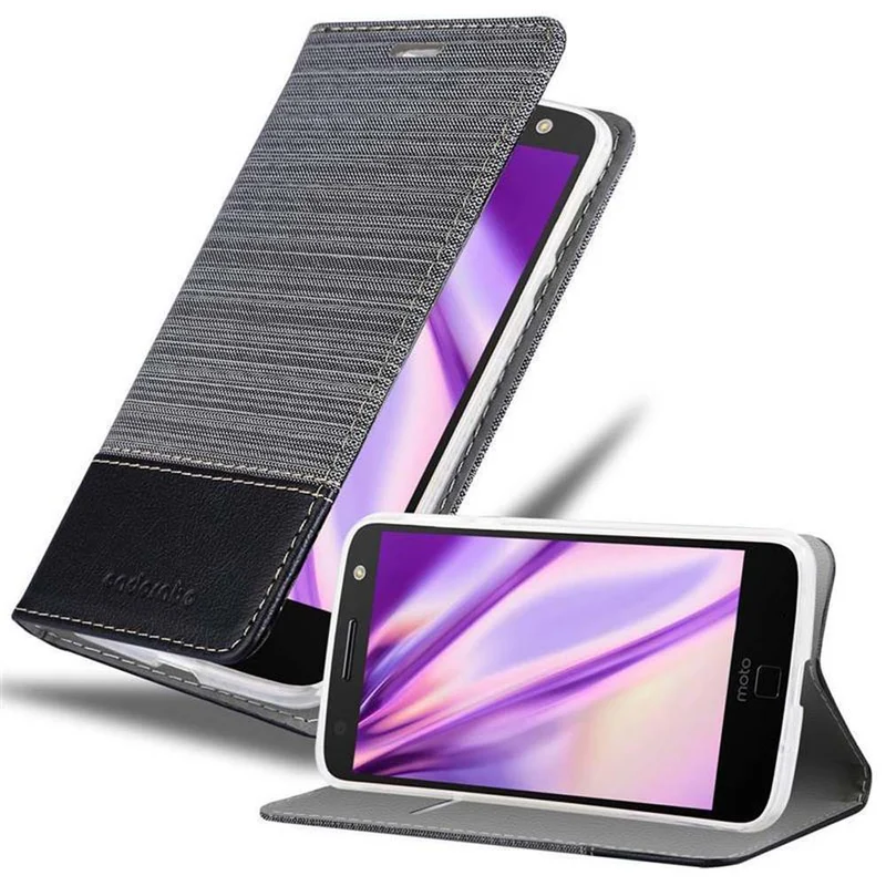 Cadorabo Hülle kompatibel mit Motorola MOTO Z PLAY Schutzhülle mit Magnetverschluss, Standfunktion und Kartenfach