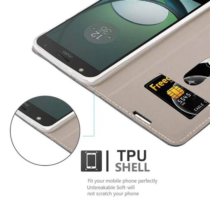 Cadorabo Hülle kompatibel mit Motorola MOTO Z PLAY Schutzhülle mit Magnetverschluss, Standfunktion und Kartenfach