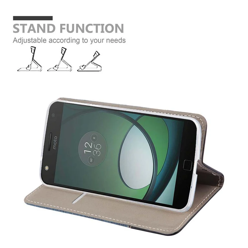 Cadorabo Hülle kompatibel mit Motorola MOTO Z PLAY Schutzhülle mit Magnetverschluss, Standfunktion und Kartenfach