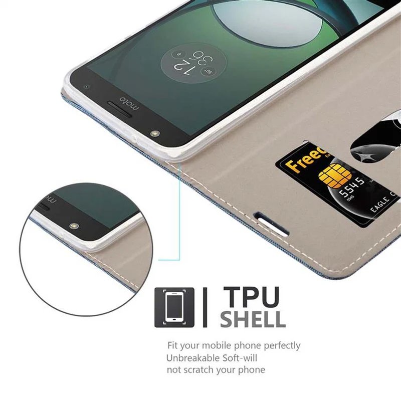 Cadorabo Hülle kompatibel mit Motorola MOTO Z PLAY Schutzhülle mit Magnetverschluss, Standfunktion und Kartenfach