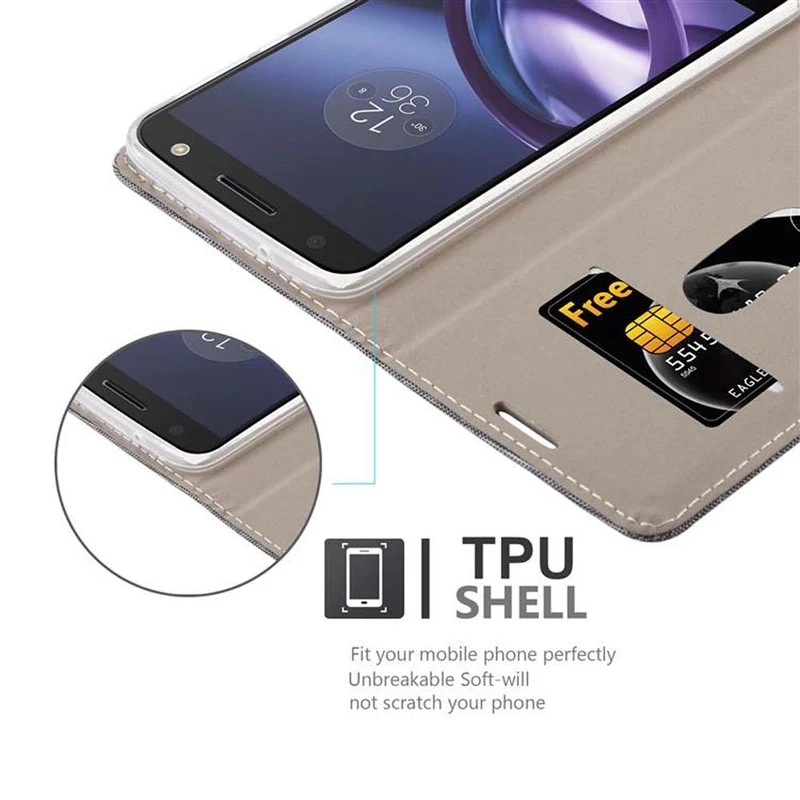 Cadorabo Hülle kompatibel mit Motorola MOTO Z Schutzhülle mit Magnetverschluss, Standfunktion und Kartenfach