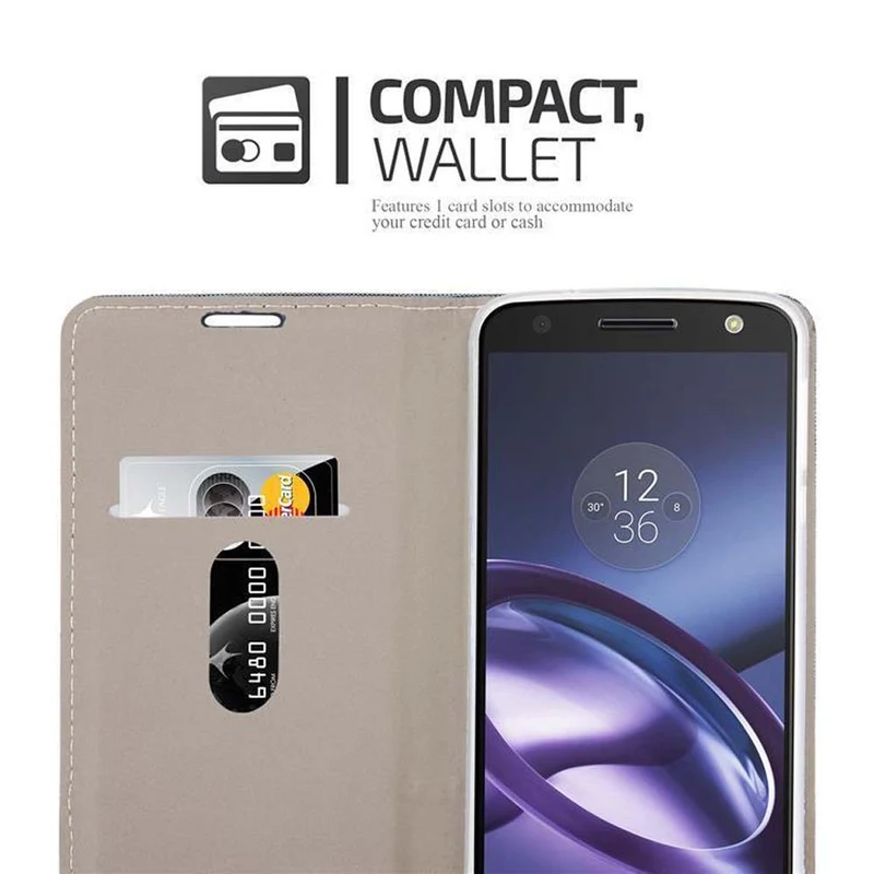 Cadorabo Hülle kompatibel mit Motorola MOTO Z Schutzhülle mit Magnetverschluss, Standfunktion und Kartenfach