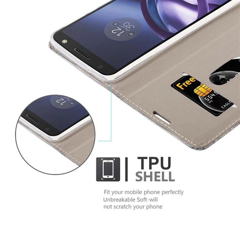 Cadorabo Hülle kompatibel mit Motorola MOTO Z Schutzhülle mit Magnetverschluss, Standfunktion und Kartenfach