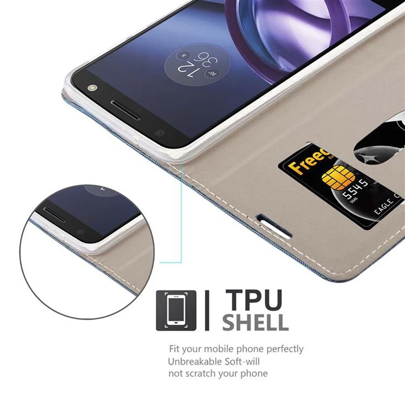 Cadorabo Hülle kompatibel mit Motorola MOTO Z Schutzhülle mit Magnetverschluss, Standfunktion und Kartenfach