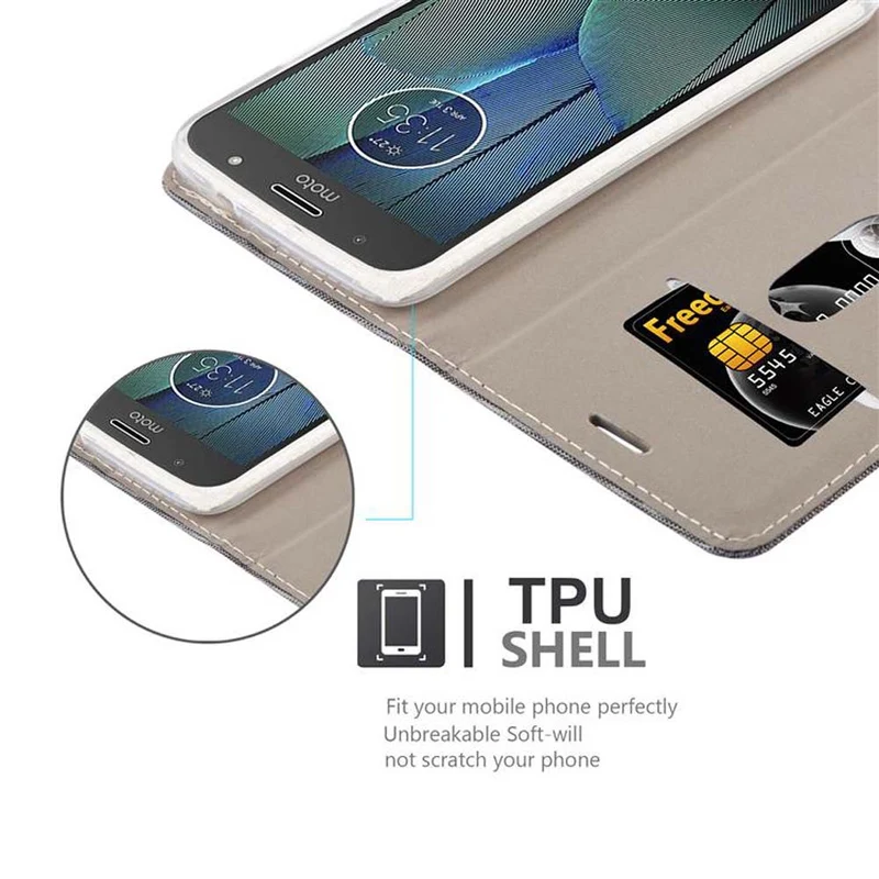 Cadorabo Hülle kompatibel mit Motorola MOTO G5S PLUS Schutzhülle mit Magnetverschluss, Standfunktion und Kartenfach