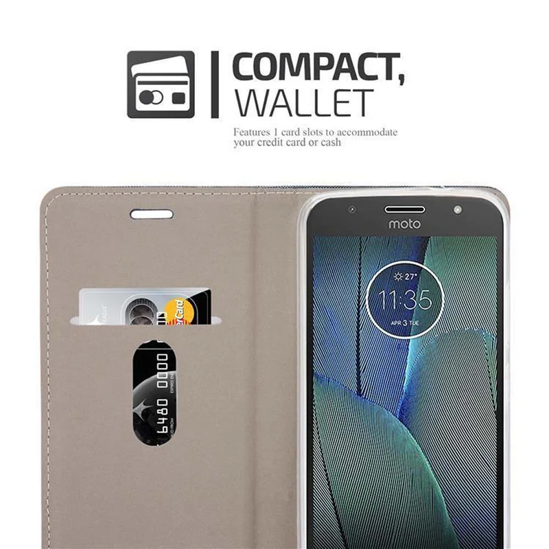 Cadorabo Hülle kompatibel mit Motorola MOTO G5S PLUS Schutzhülle mit Magnetverschluss, Standfunktion und Kartenfach