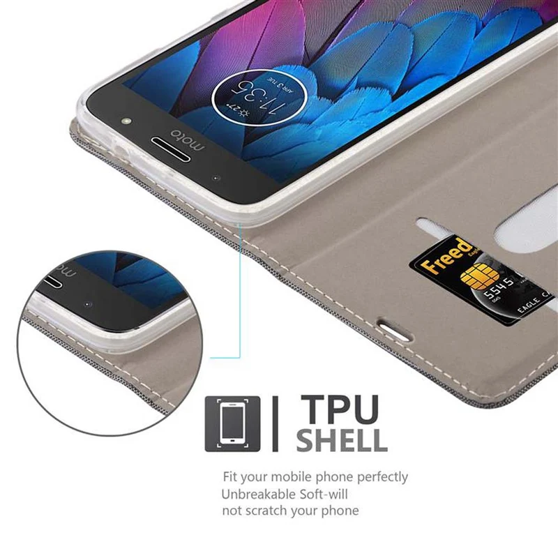 Cadorabo Hülle kompatibel mit Motorola MOTO G5S Schutzhülle mit Magnetverschluss, Standfunktion und Kartenfach
