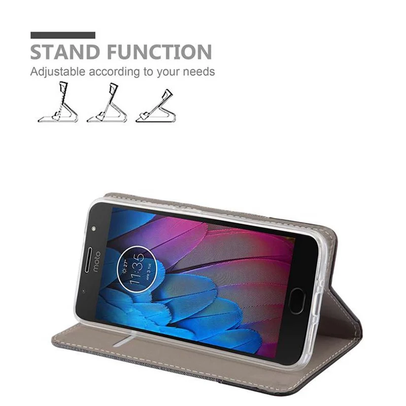 Cadorabo Hülle kompatibel mit Motorola MOTO G5S Schutzhülle mit Magnetverschluss, Standfunktion und Kartenfach