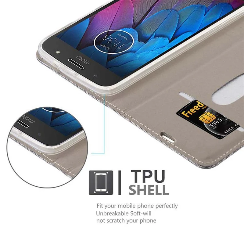 Cadorabo Hülle kompatibel mit Motorola MOTO G5S Schutzhülle mit Magnetverschluss, Standfunktion und Kartenfach