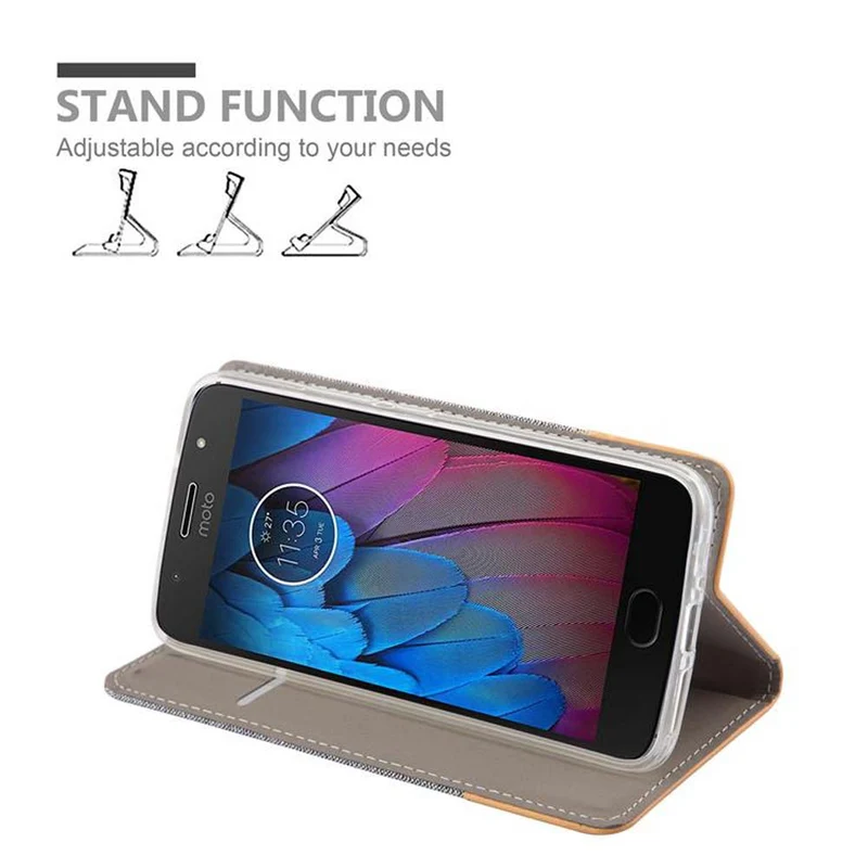 Cadorabo Hülle kompatibel mit Motorola MOTO G5S Schutzhülle mit Magnetverschluss, Standfunktion und Kartenfach