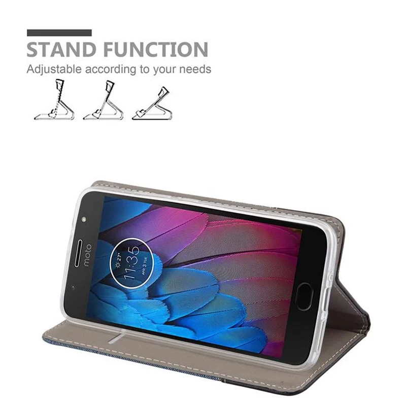 Cadorabo Hülle kompatibel mit Motorola MOTO G5S Schutzhülle mit Magnetverschluss, Standfunktion und Kartenfach