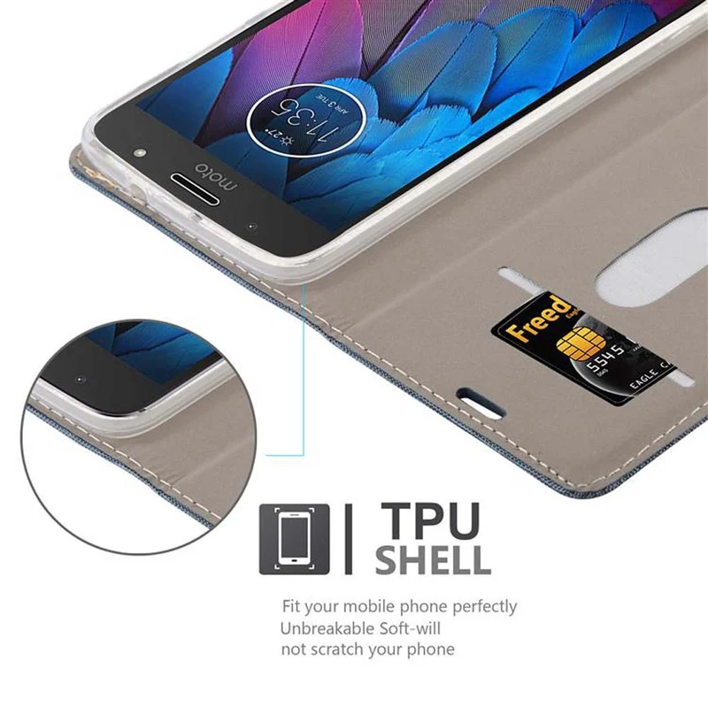 Cadorabo Hülle kompatibel mit Motorola MOTO G5S Schutzhülle mit Magnetverschluss, Standfunktion und Kartenfach