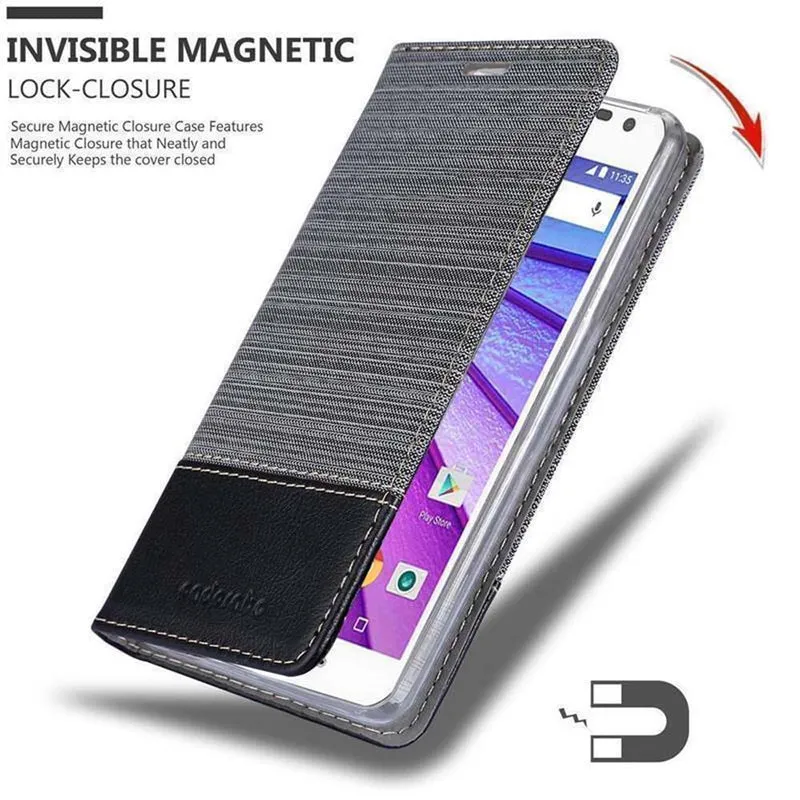 Cadorabo Hülle kompatibel mit Motorola MOTO G3 Schutzhülle mit Magnetverschluss, Standfunktion und Kartenfach