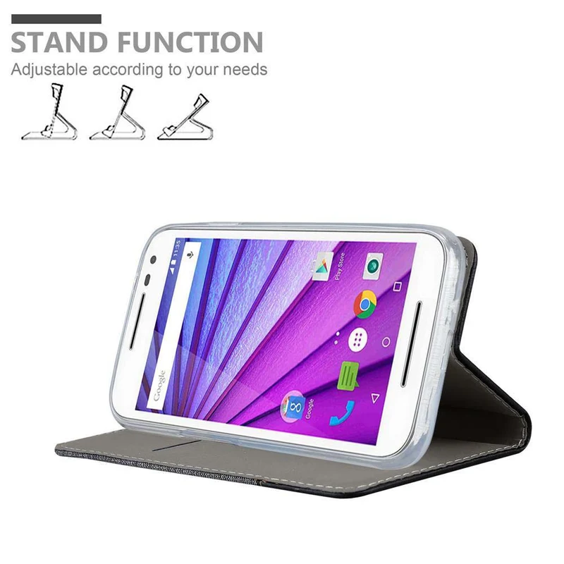 Cadorabo Hülle kompatibel mit Motorola MOTO G3 Schutzhülle mit Magnetverschluss, Standfunktion und Kartenfach