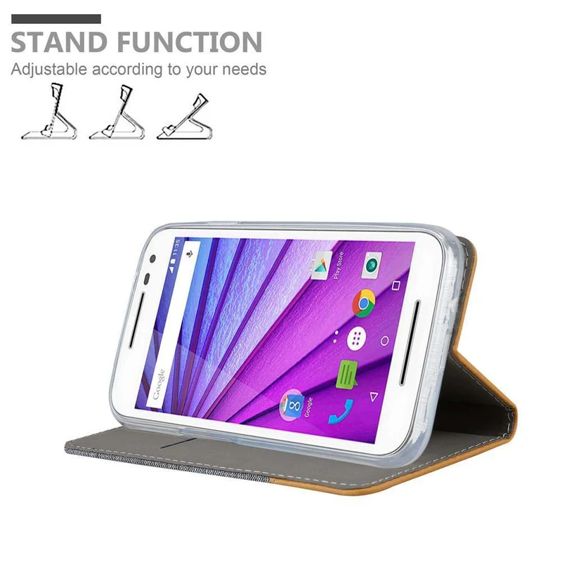 Cadorabo Hülle kompatibel mit Motorola MOTO G3 Schutzhülle mit Magnetverschluss, Standfunktion und Kartenfach