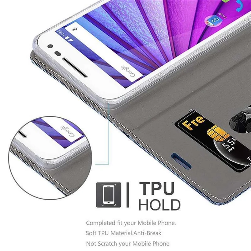Cadorabo Hülle kompatibel mit Motorola MOTO G3 Schutzhülle mit Magnetverschluss, Standfunktion und Kartenfach