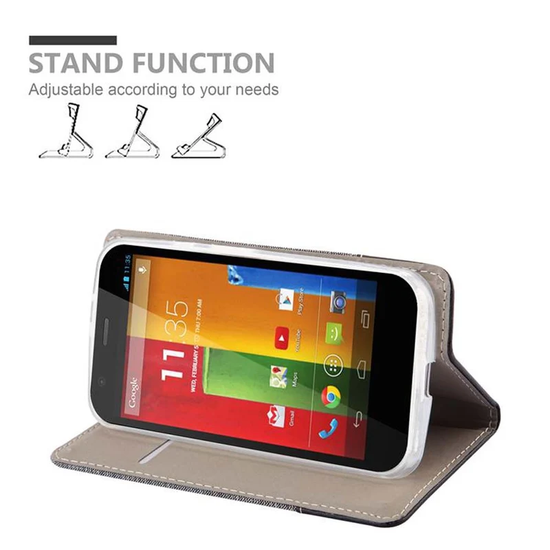 Cadorabo Hülle kompatibel mit Motorola MOTO G2 Schutzhülle mit Magnetverschluss, Standfunktion und Kartenfach
