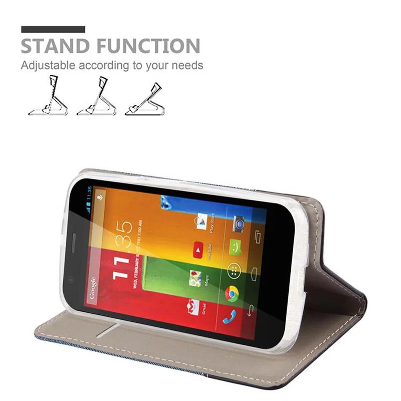 Cadorabo Hülle kompatibel mit Motorola MOTO G2 Schutzhülle mit Magnetverschluss, Standfunktion und Kartenfach