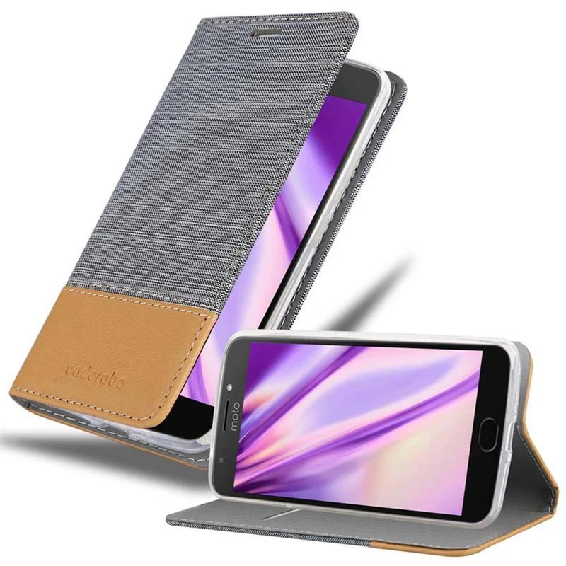 Cadorabo Hülle kompatibel mit Motorola MOTO E4 PLUS Schutzhülle mit Magnetverschluss, Standfunktion und Kartenfach