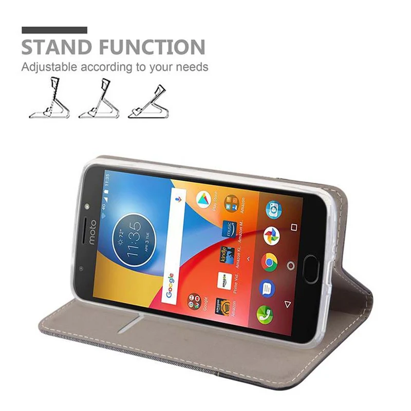 Cadorabo Hülle kompatibel mit Motorola MOTO E4 PLUS Schutzhülle mit Magnetverschluss, Standfunktion und Kartenfach