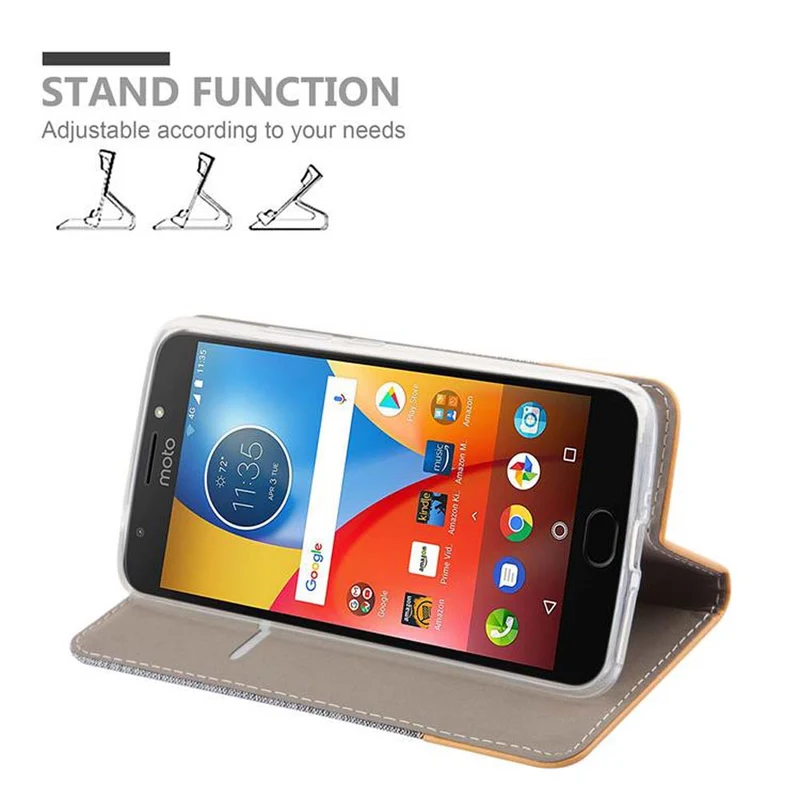 Cadorabo Hülle kompatibel mit Motorola MOTO E4 PLUS Schutzhülle mit Magnetverschluss, Standfunktion und Kartenfach