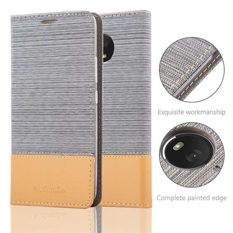 Cadorabo Hülle kompatibel mit Motorola MOTO E4 PLUS Schutzhülle mit Magnetverschluss, Standfunktion und Kartenfach