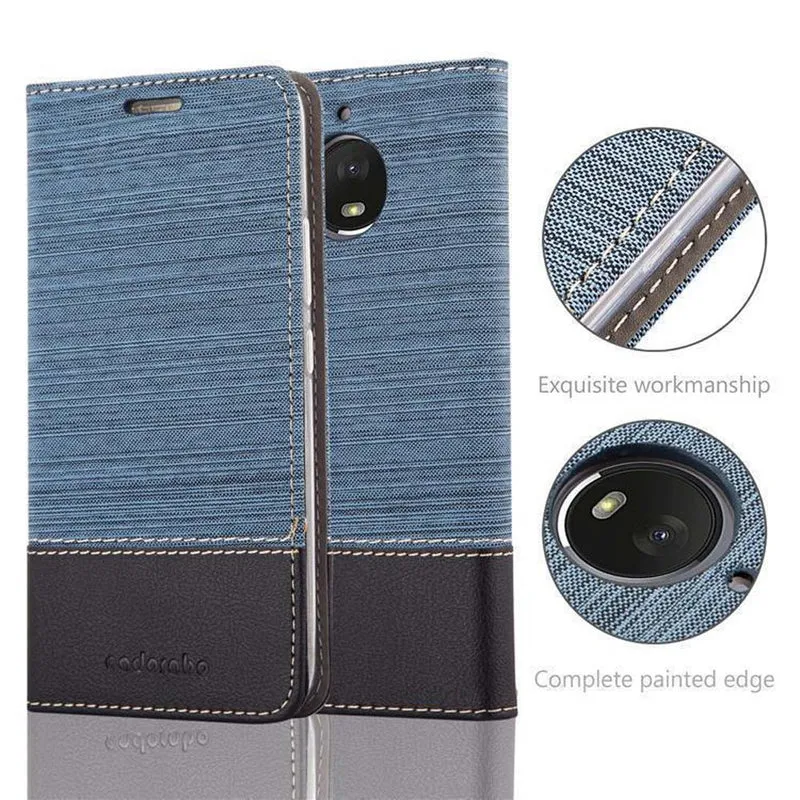 Cadorabo Hülle kompatibel mit Motorola MOTO E4 PLUS Schutzhülle mit Magnetverschluss, Standfunktion und Kartenfach