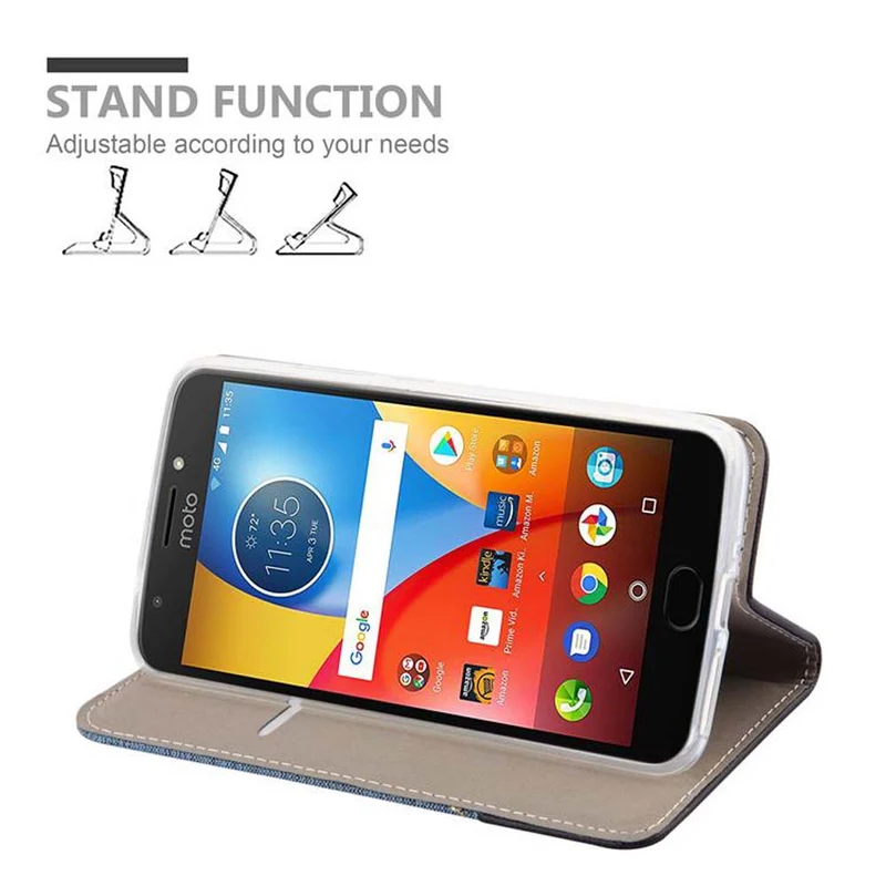 Cadorabo Hülle kompatibel mit Motorola MOTO E4 PLUS Schutzhülle mit Magnetverschluss, Standfunktion und Kartenfach