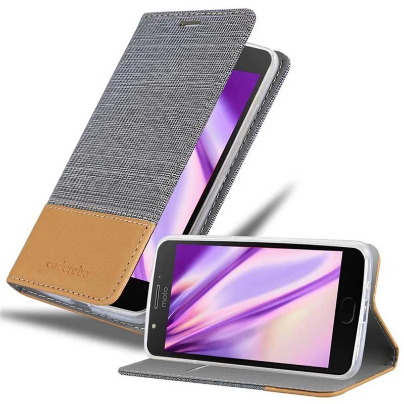 Cadorabo Hülle kompatibel mit Motorola MOTO E4 Schutzhülle mit Magnetverschluss, Standfunktion und Kartenfach
