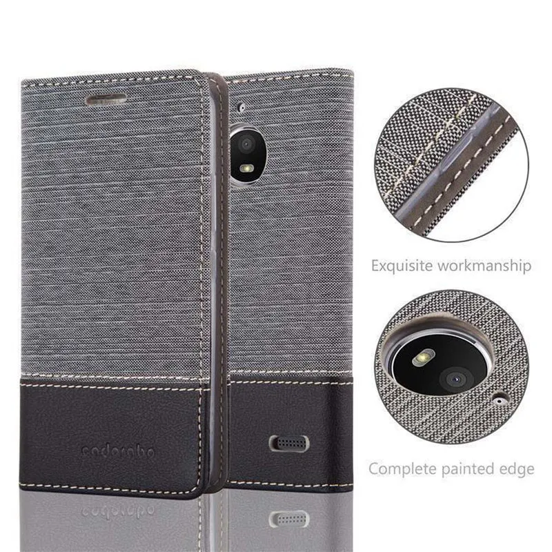 Cadorabo Hülle kompatibel mit Motorola MOTO E4 Schutzhülle mit Magnetverschluss, Standfunktion und Kartenfach