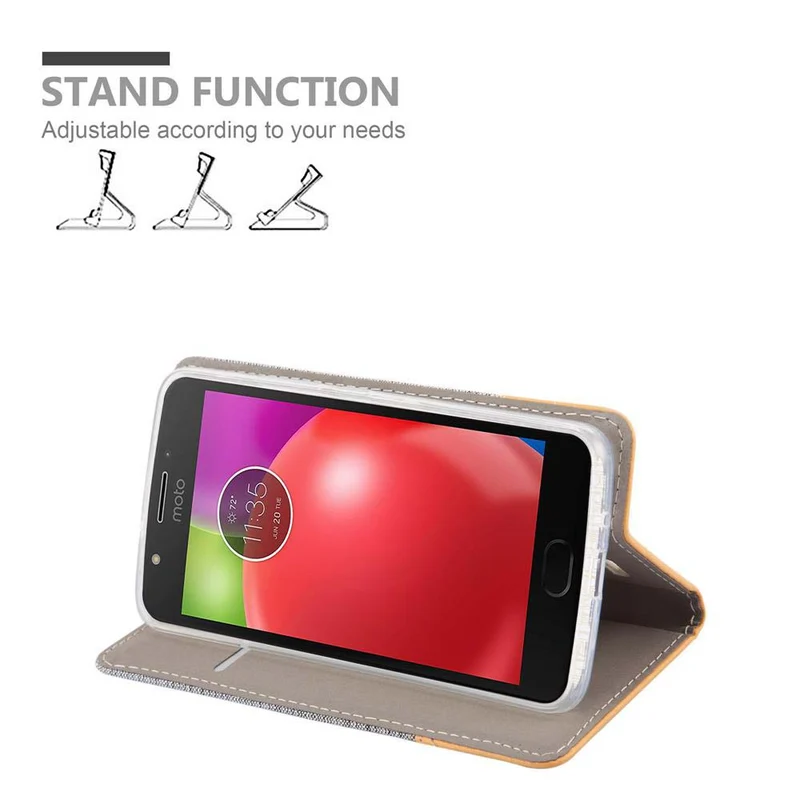 Cadorabo Hülle kompatibel mit Motorola MOTO E4 Schutzhülle mit Magnetverschluss, Standfunktion und Kartenfach