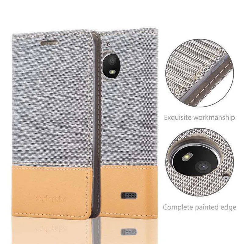 Cadorabo Hülle kompatibel mit Motorola MOTO E4 Schutzhülle mit Magnetverschluss, Standfunktion und Kartenfach