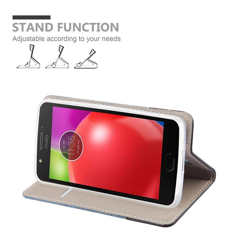 Cadorabo Hülle kompatibel mit Motorola MOTO E4 Schutzhülle mit Magnetverschluss, Standfunktion und Kartenfach