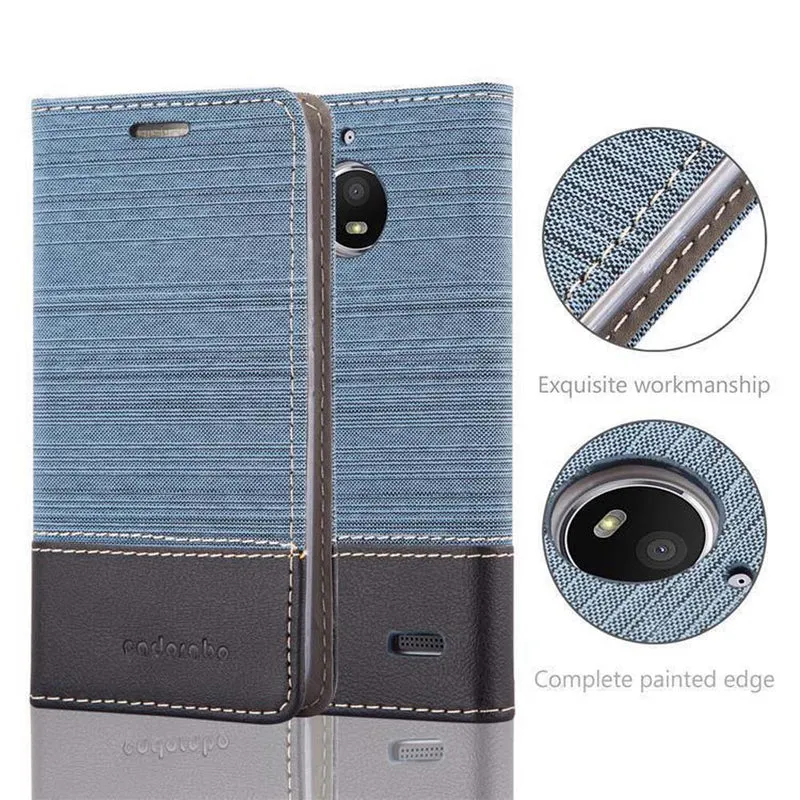 Cadorabo Hülle kompatibel mit Motorola MOTO E4 Schutzhülle mit Magnetverschluss, Standfunktion und Kartenfach