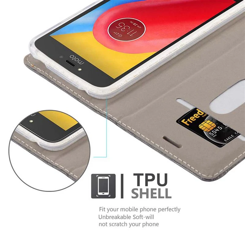 Cadorabo Hülle kompatibel mit Motorola MOTO C PLUS Schutzhülle mit Magnetverschluss, Standfunktion und Kartenfach