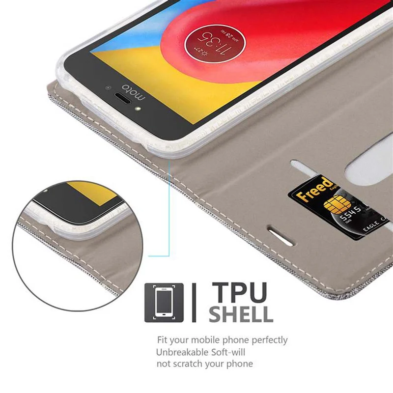 Cadorabo Hülle kompatibel mit Motorola MOTO C PLUS Schutzhülle mit Magnetverschluss, Standfunktion und Kartenfach