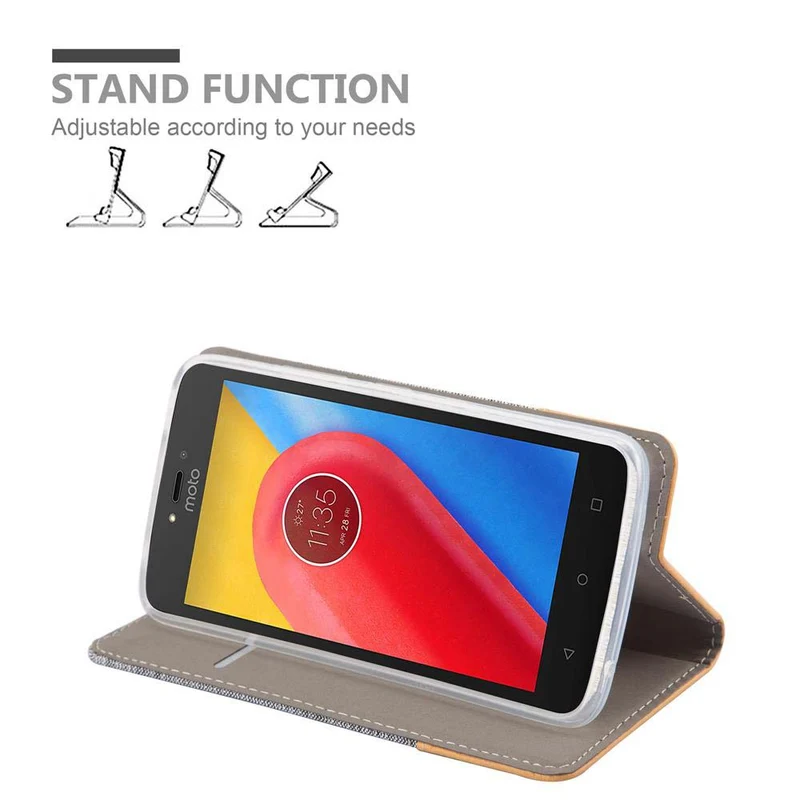 Cadorabo Hülle kompatibel mit Motorola MOTO C PLUS Schutzhülle mit Magnetverschluss, Standfunktion und Kartenfach